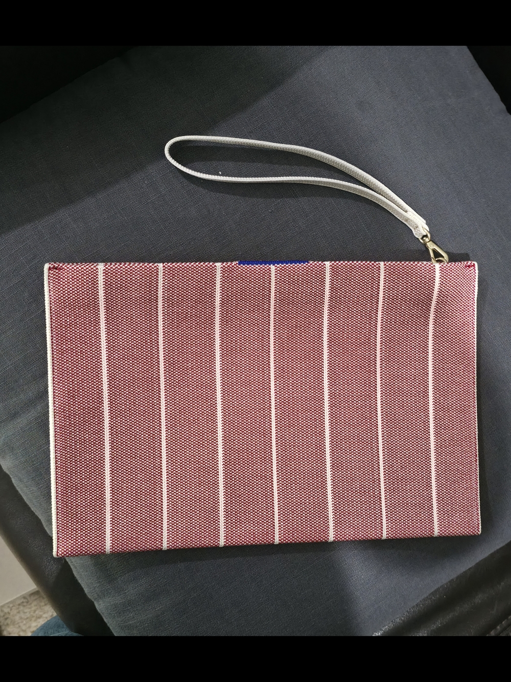 Rothy's Red and White Striped Wristlet Clutch